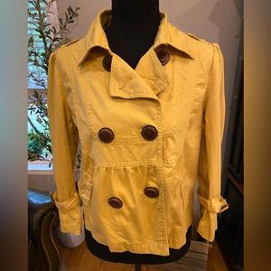 American Rag Cie Women's Trench Jacket Yellow Double Breast Button Collar Size M